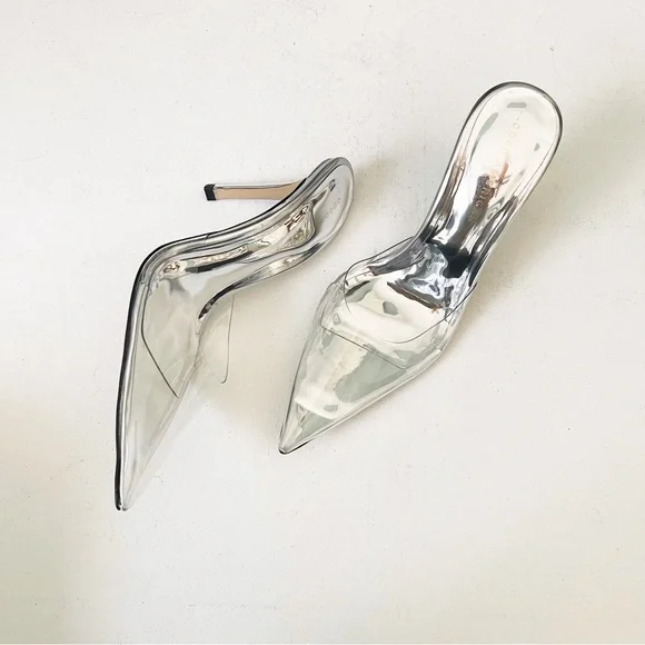 Good American CINDER-F*CKING-RELLA Pumps Clear PVC Silver Size 8 - Picture 3 of 7